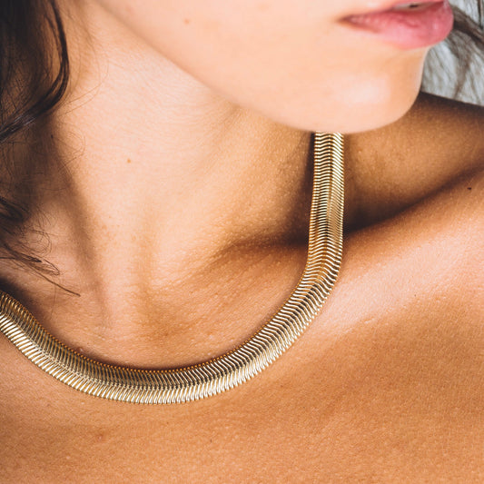 FREJA SNAKE NECKLACE XL - 18K GOLD-PLATING