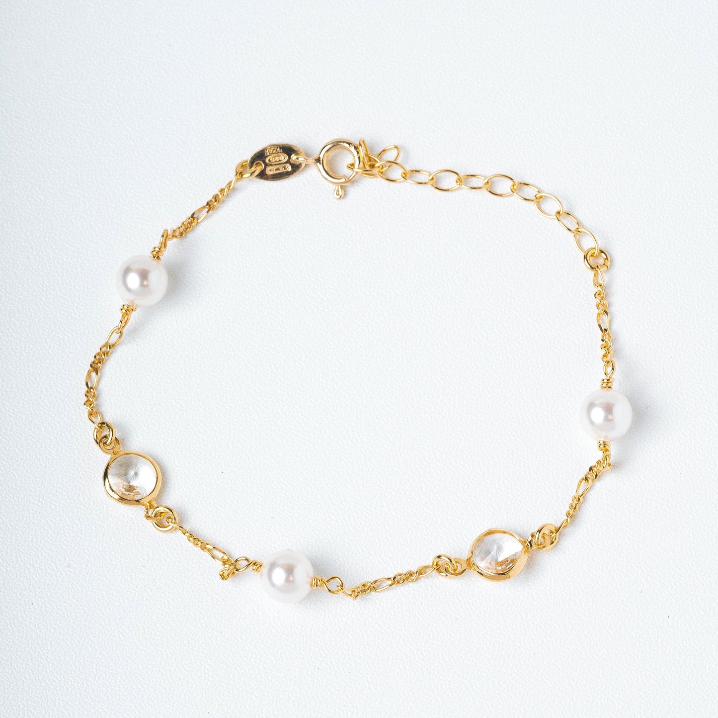 PULSERA MAYA - Perlas con Cristales transparentes