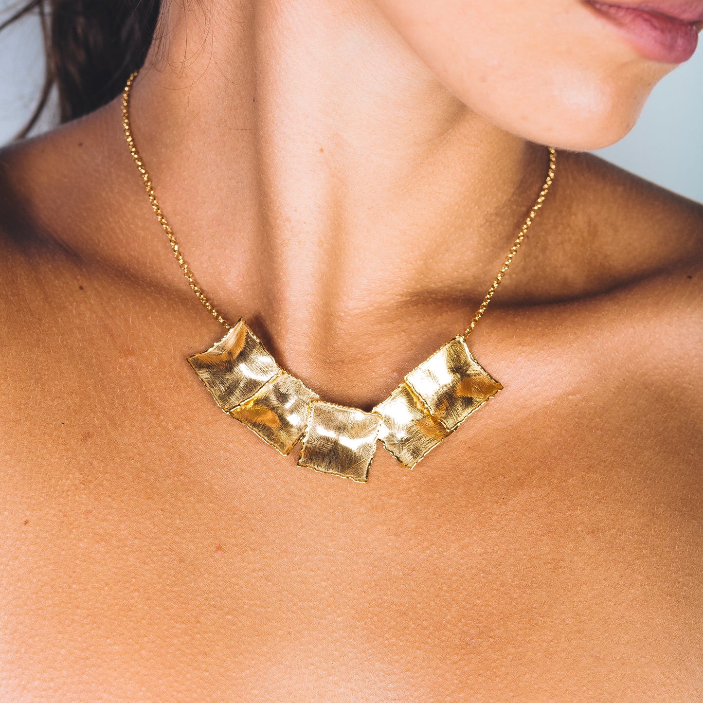 GAIA SQUARE NECKLACE -  Sterling Silver / 18k Gold-plating