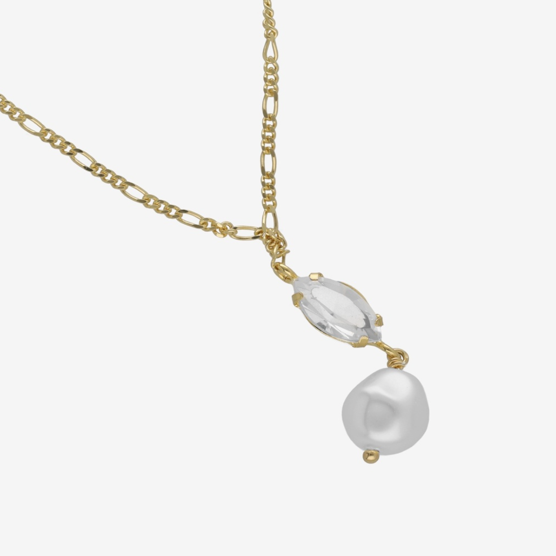 MAYA SHORT NECKLACE - Pearl with clear Crystal